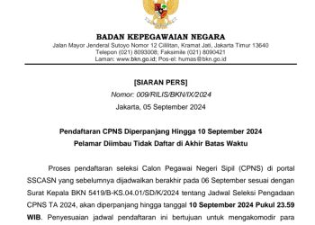 Pendaftaran CPNS Diperpanjang Hingga 10 September 2024