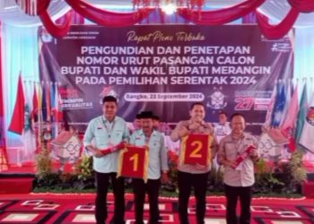 KPU Merangin Gelar Pengambilan Nomor Urut Paslon Bupati dan Wakil Bupati 2024-2029