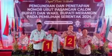 KPU Merangin Gelar Pengambilan Nomor Urut Paslon Bupati dan Wakil Bupati 2024-2029