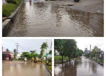 Diguyur Hujan Sebentar, 3 Titik Lokasi Jalan Tiga Jalur di Merangin Terendam Air, Pengendara Bermotor Minta ada Perhatian dari Pemerintah 