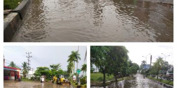 Diguyur Hujan Sebentar, 3 Titik Lokasi Jalan Tiga Jalur di Merangin Terendam Air, Pengendara Bermotor Minta ada Perhatian dari Pemerintah
