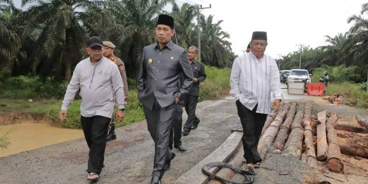 Pjs Bupati Tanjab Barat Tinjau Jalan Rusak di Dua Desa