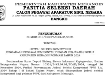 Panselda Penerimaan PPPK Merangin 2024 Tahap I Umumkan Jadwal Pelaksanaan Kompetensi mulai 5-15 Desember 2024