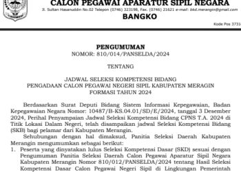 Panselda Penerimaan CPNS Merangin 2024 Umumkan Jadwal Seleksi Kompetensi Bidang