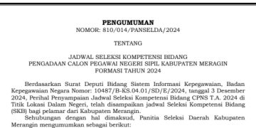 Panselda Penerimaan CPNS Merangin 2024 Umumkan Jadwal Seleksi Kompetensi Bidang