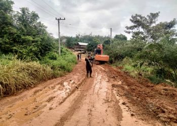 Pemdes Rantau Limau Manis Kecamatan Tabir Ilir Bersama Masyarakat Gotong Royong Perbaiki Jalan Rusak dengan Swadaya