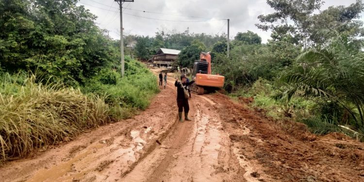 Pemdes Rantau Limau Manis Kecamatan Tabir Ilir Bersama Masyarakat Gotong Royong Perbaiki Jalan Rusak dengan Swadaya