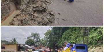 Sebelum diinvestigasi Menyeluruh, Jalan Lintas Sumatera di Tikungan Bukit Tiung Kabupaten Merangin yang Retak Mulai diperbaiki