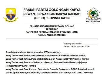 Fraksi Partai Golkar DPRD Propinsi Jambi Soroti Anggaran Rp30 Miliar untuk Karhutla, Asap Masih Jadi Persoalan
