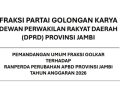 Fraksi Partai Golkar DPRD Propinsi Jambi Soroti Anggaran Rp30 Miliar untuk Karhutla, Asap Masih Jadi Persoalan