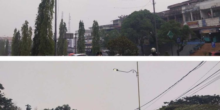 Lampu Penerangan Jalan di Dalam Kota Bangko Kabupaten Merangin Siang Hari Masih Hidup